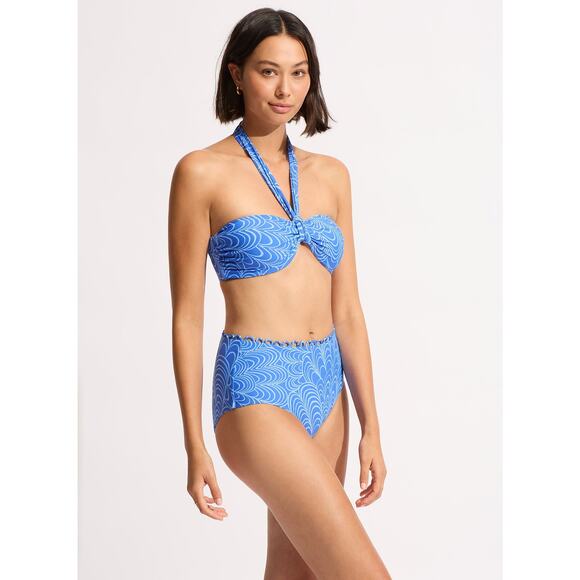 Seafolly Seychelles Sash Tie Bandeau AZURE NWT SIZE 6 8 10 - Picture 3 of 6